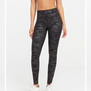 Spanx Faux Leather Camo Leggings M